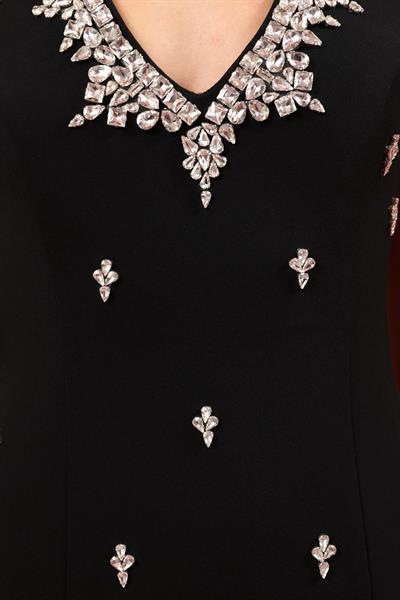 Taşlı Tasarım Abiye - SİYAH