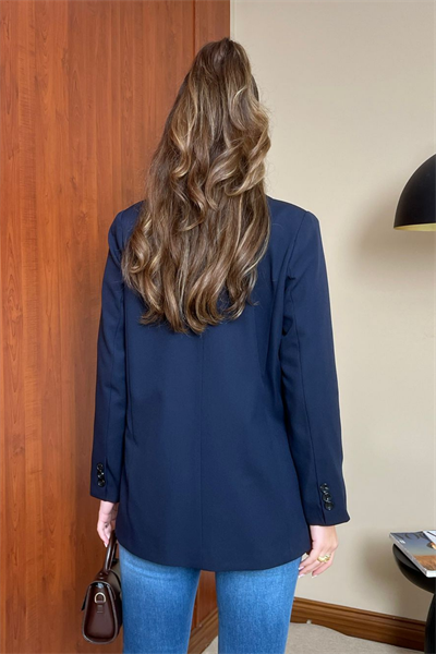 Tek Düğme Blazer Ceket - LACİVERT