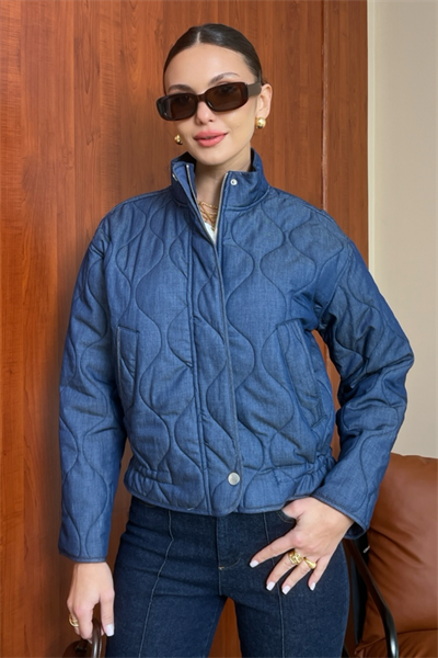 Tensel Kapitone Bomber Ceket - LACİVERT