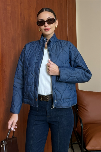 Tensel Kapitone Bomber Ceket - LACİVERT