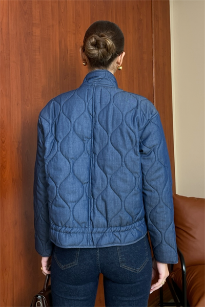 Tensel Kapitone Bomber Ceket - LACİVERT