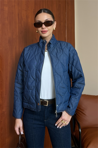 Tensel Kapitone Bomber Ceket - LACİVERT