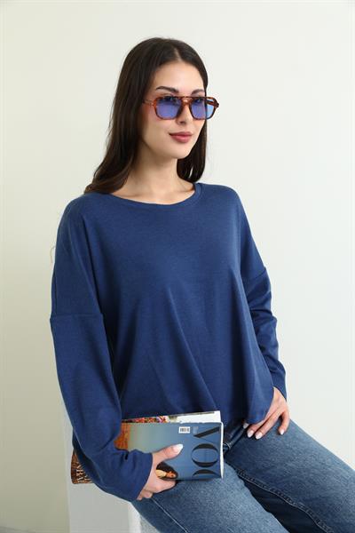 Uzun Kollu Basic T-shirt - LACİVERT