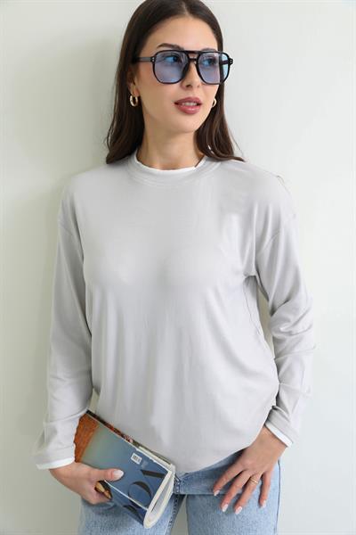 Uzun Kollu T-shirt - GRİ