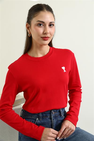 Uzun Kollu T-shirt - KIRMIZI