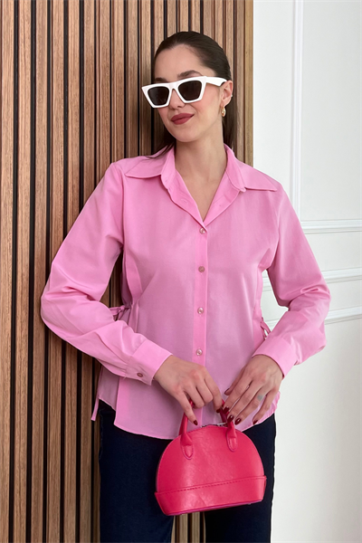 Yan Bağcıklı Gömlek - PEMBE