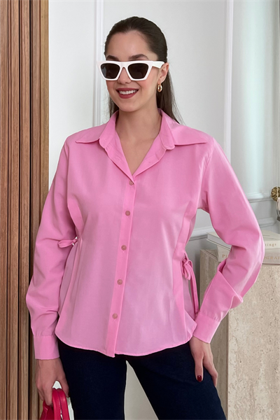 Yan Bağcıklı Gömlek - PEMBE