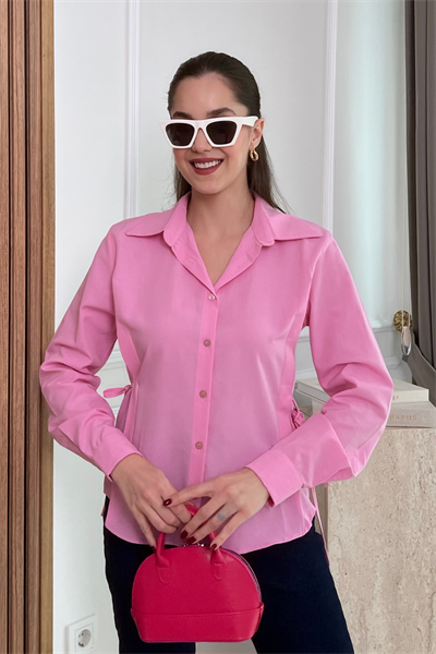 Yan Bağcıklı Gömlek - PEMBE