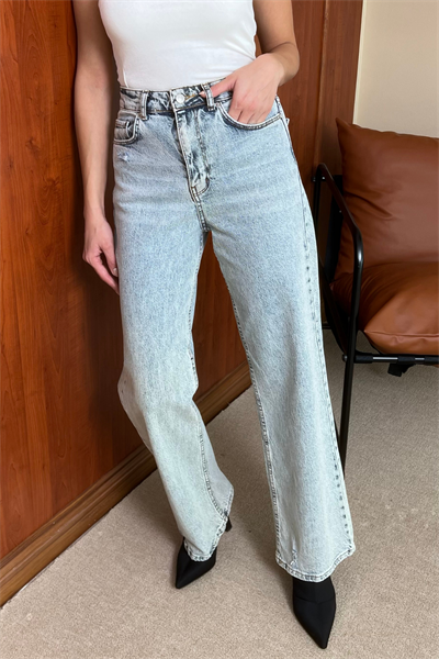 Yüksek Bel Jean Pantolon - MAVİ