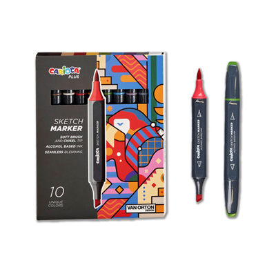 CARİOCA PLUS SKETCH MARKER ÇİFT TARAFLI ÇİZİM KALEMİ 10 RENK