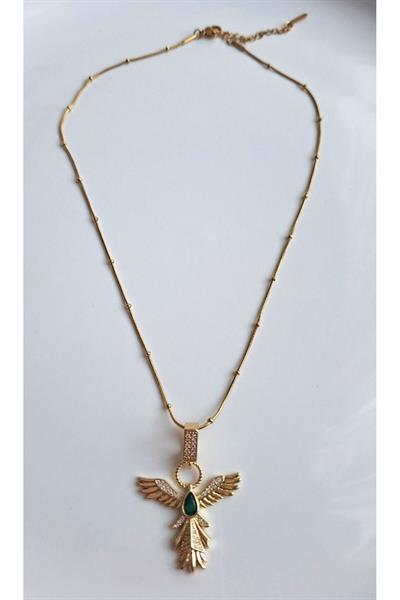 Çelik Zirkon Taşlı Melek Model Kolye