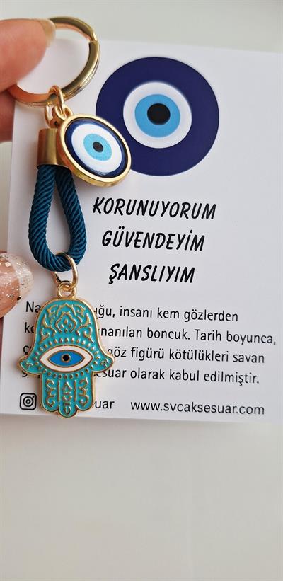 Hediyelik Fatma Ana Eli Hamse Nazar Boncuklu Anahtarlık 9 cm