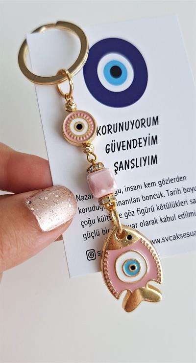 Hediyelik Şeker Pembe Şans Balık Anahtarlık 