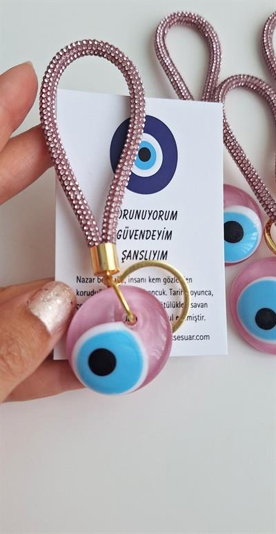 Lüks Hediyelik Orjinal Gerçek Cam Ve Zirkon Taşlı Anahtarlık - Çanta Süsü - 12 cm