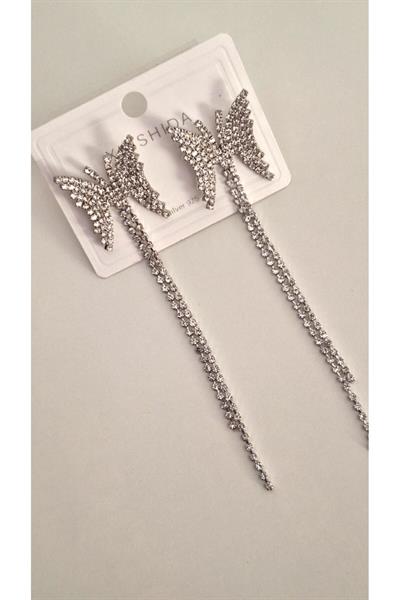 Lüks Zirkon Taşlı Kelebek Model Sallantılı Küpe