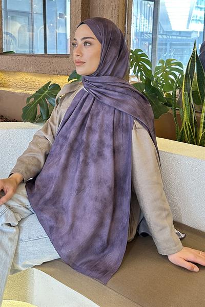 Bulut Desen Bambu Şal Eflatun