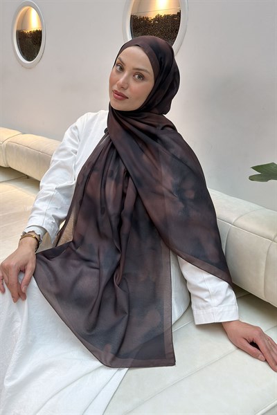 Batik Desen Soft Şal Koyu Kahve