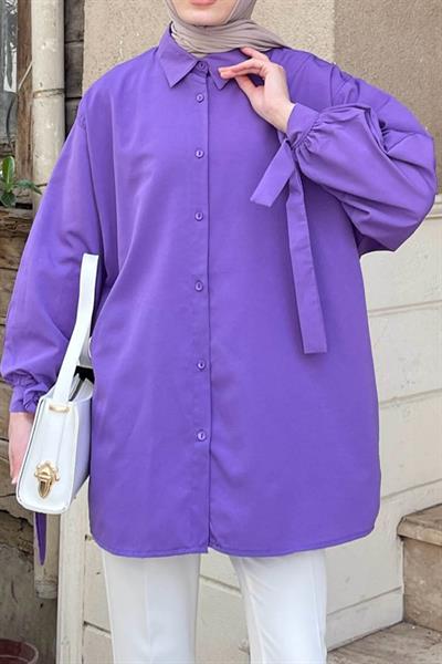 Kol Detaylı Gömlek 
Oversize Gömlek Mor