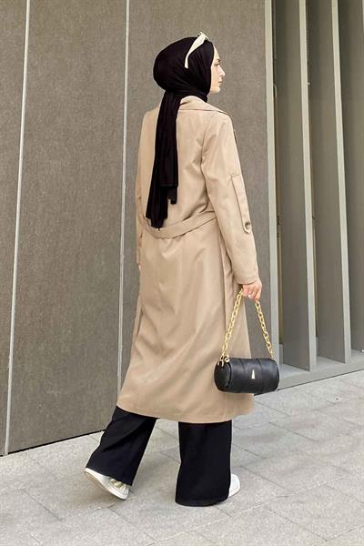 Pelican Ön Düğmeli Trençkot vizonrengi