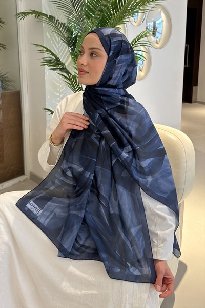 Brush Desen Soft Şal Lacivert