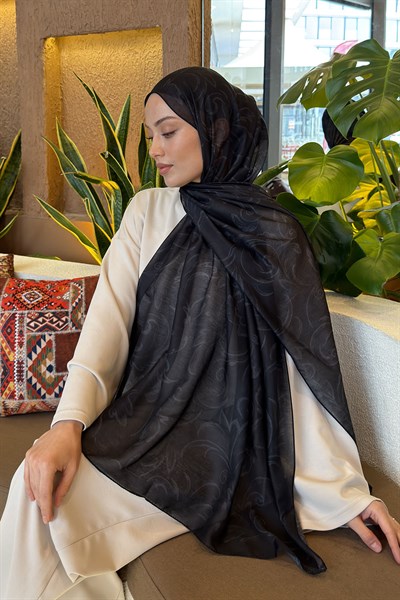 Etnik Desen Ferah Şal Siyah