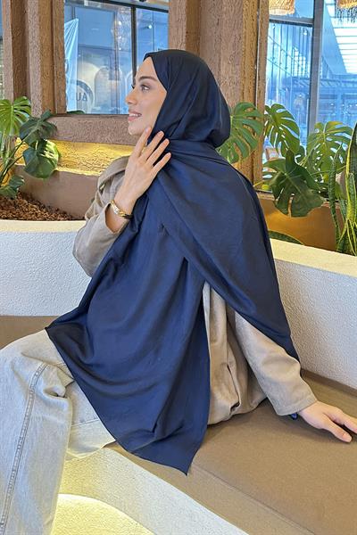 Bulut Desen Bambu Şal Lacivert