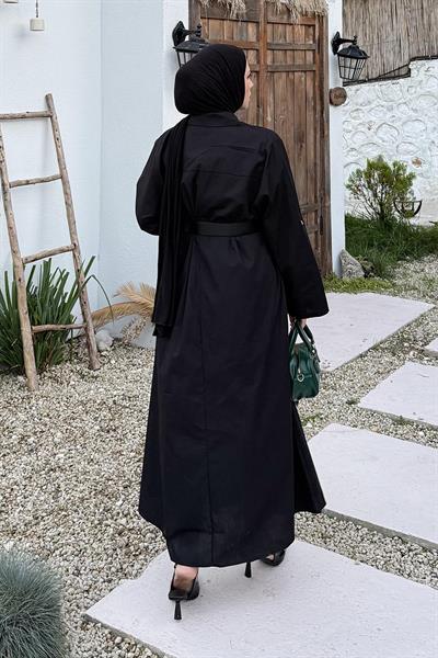 Kemerli Elbise Siyah