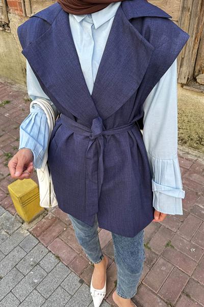 Kolsuz Tesettür Yelek Lacivert