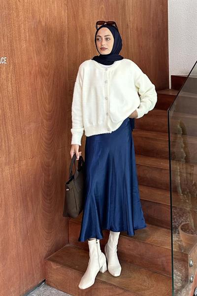 Sakallı Basic Hırka Beyaz