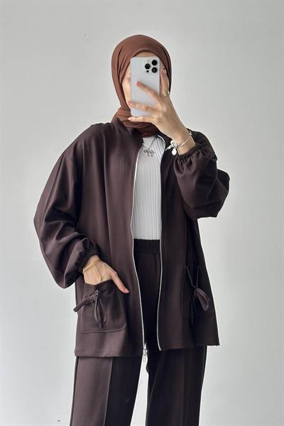 Biyeli Cepli İkili Takım Acı Kahverengi