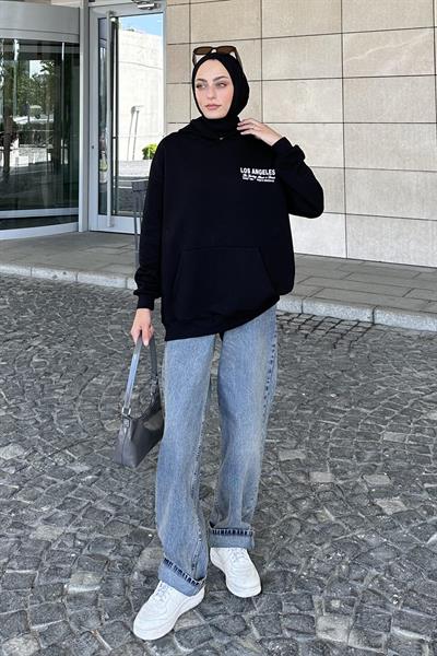 Los Angeles Baskı Detaylı  Sweat Siyah