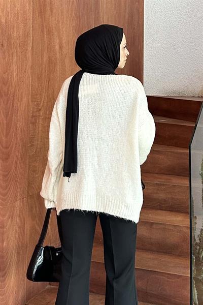 Fiyonk Detaylı Hırka Krem