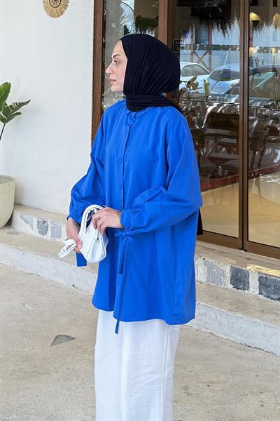 Kol Detaylı Gömlek 
Oversize Gömlek Saks Mavisi