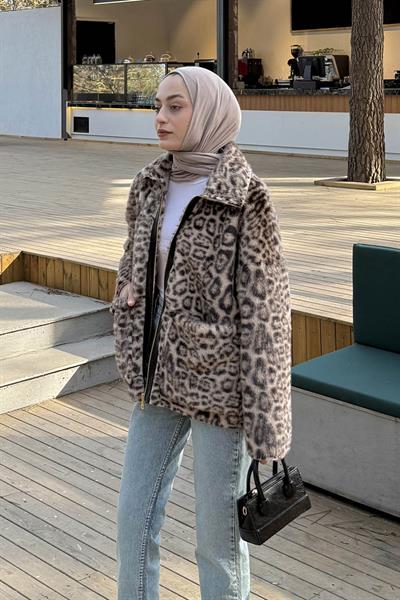 Leopar Desen Mont Soft Kahve