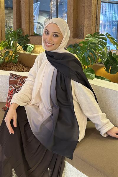 Degrade Desen Soft Şal Ekru