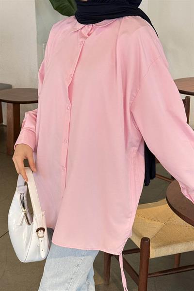 Oversize Gömlek Şeker Pembesi