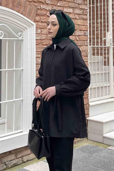 Kol Detaylı Gömlek 
Oversize Gömlek Siyah