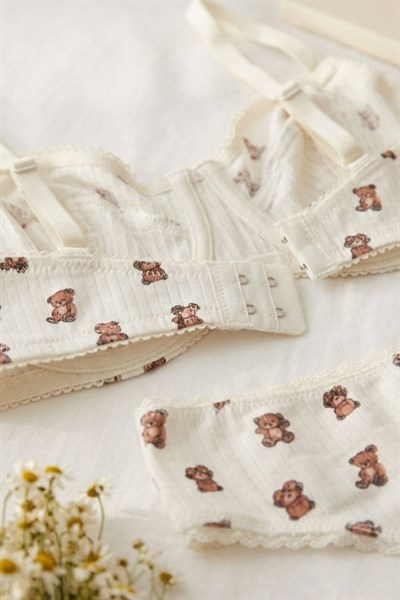 Desnli Sütyen Takım Kahverengi