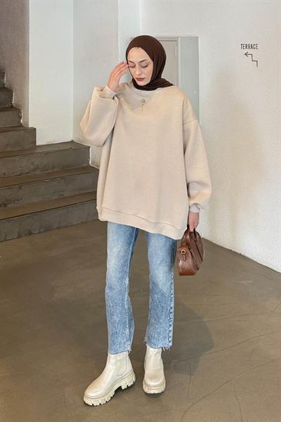 Oversize Sweatshirt Krem