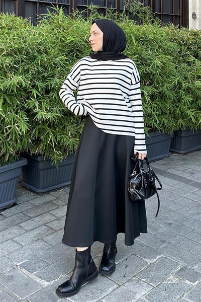 Çizgili BalIkçı Kazak Beyaz