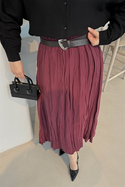 Kraşlı Tesettür Etek Bordo