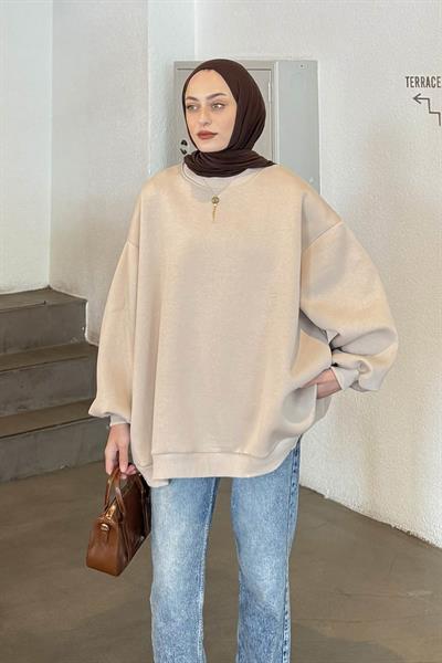 Oversize Sweatshirt Krem