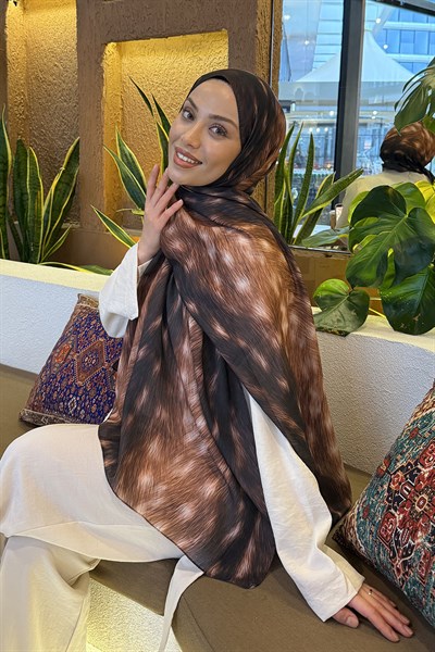 Ceylan Desen Soft Şal Kahverengi