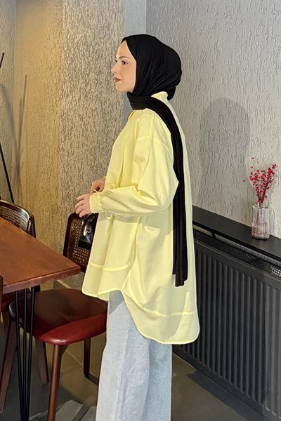 Manşeti Biyeli Tunik Sarı