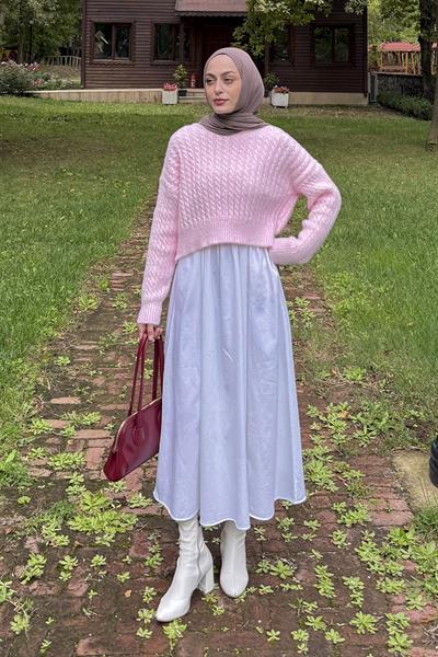 Crop Triko Kazak Pudra