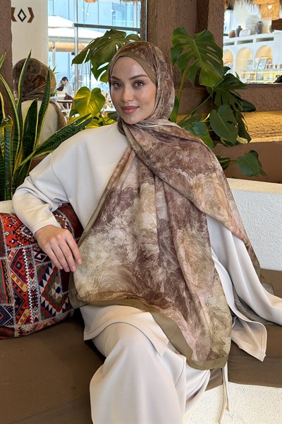 Gül Çiçek Desen Ferah Şal Mint Yeşili