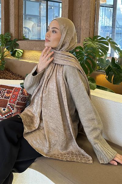 Bloom Desen Ayrobin Floş Jakar Şal vizonrengi