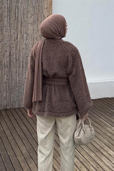 Sakal Kumaş Atkılı Kaban Soft Kahve