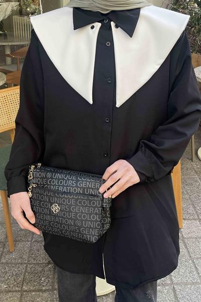 Denizci Yaka Gömlek Siyah