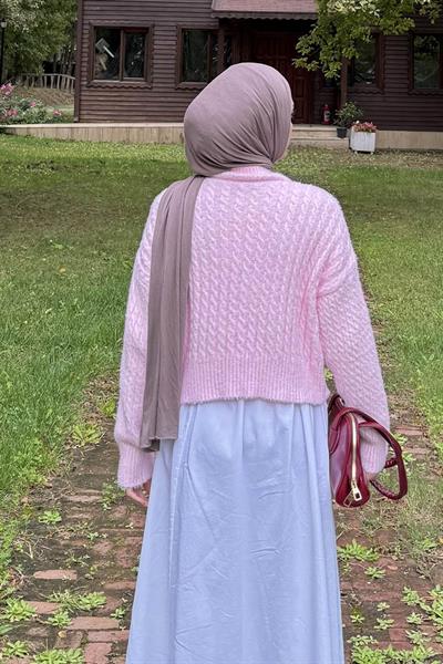 Crop Triko Kazak Pudra